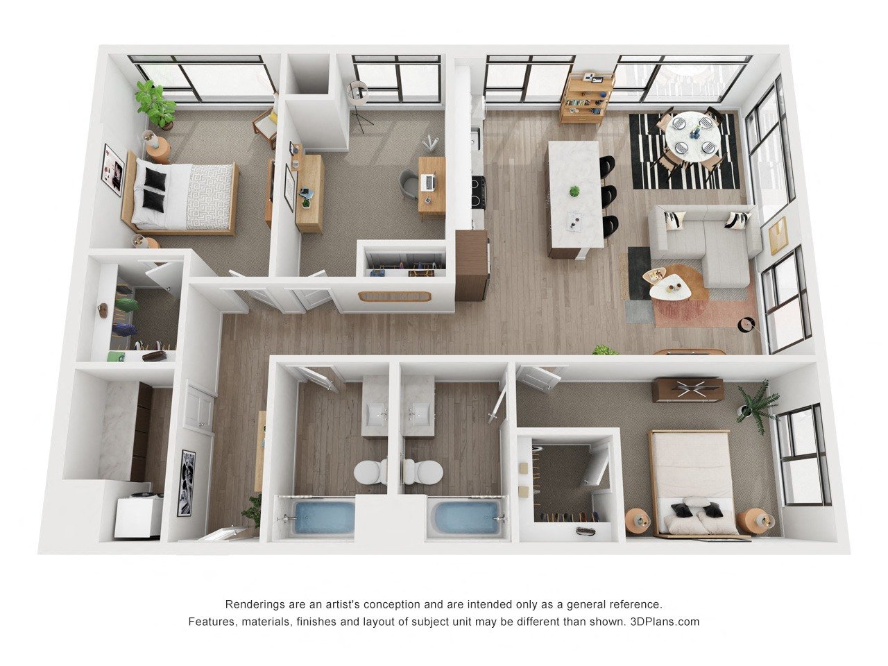 Two bedroom floor plan The Mansion_D1